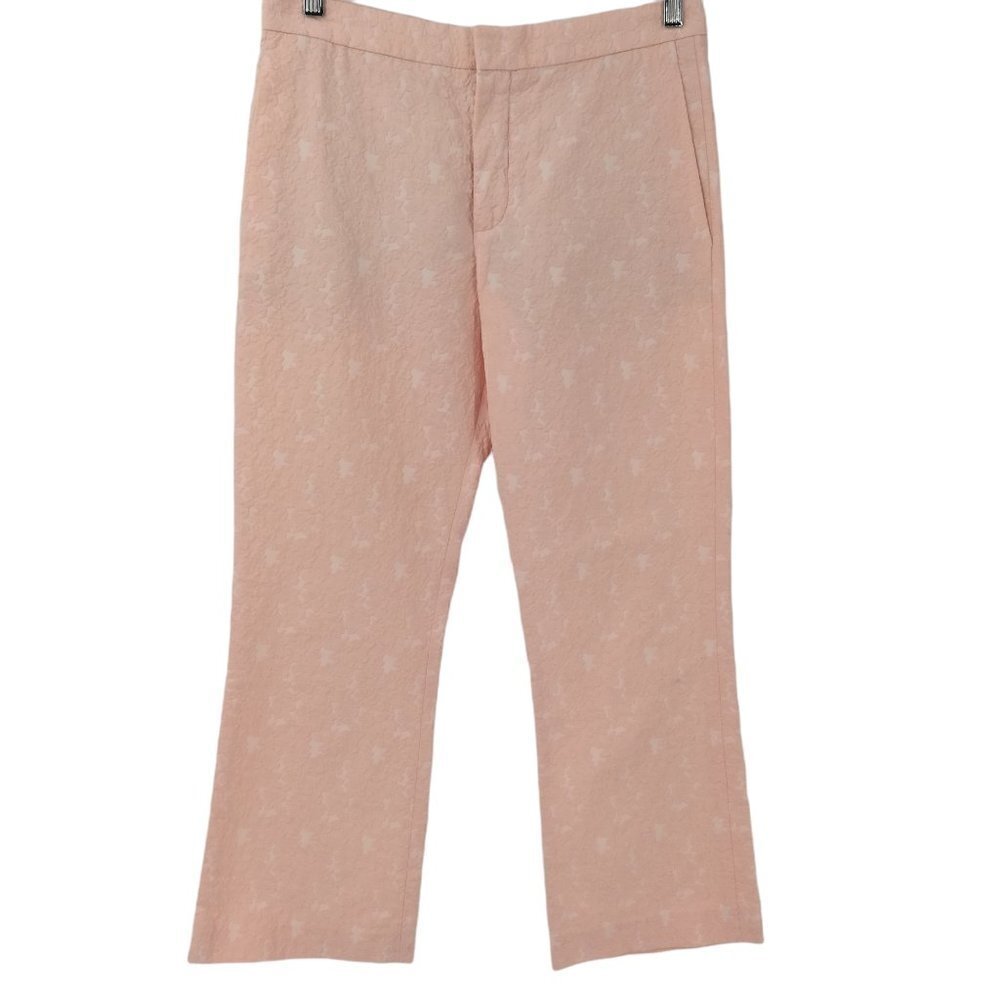 Chloe Floral Embossed Pink Tapestry Ankle Pants Size 38 US M Bubblegum Cropped